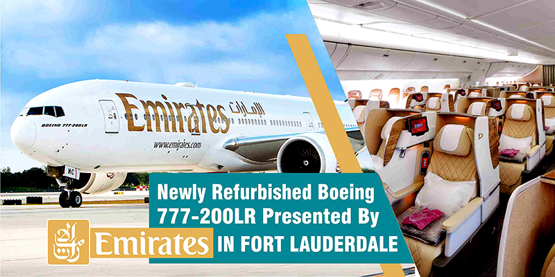Newly Refurbished Boeing 777-200LR Presented By Emirates in Fort Lauderdale