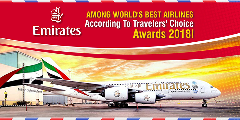 Emirates Among World’s Best Airlines According To Travelers’ Choice Awards 2018!